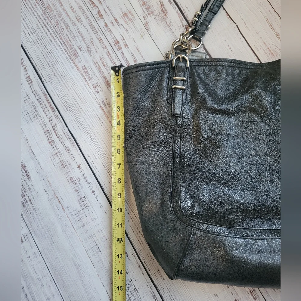 Coach Kristin Pinnacle Leather NS Tote Bag F19385 Black Shimmer Large Slouchy